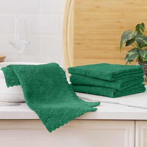 Homaxy 12 Pack Super Soft Absorbent Dish Cloths, Dark Green - Image 6