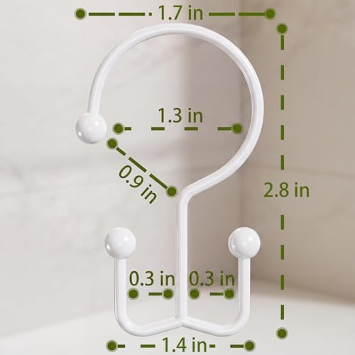 OEH Shower Curtain Hooks, Metal Shower Curtain Rings, Decorative Shower Curtain - Image 2