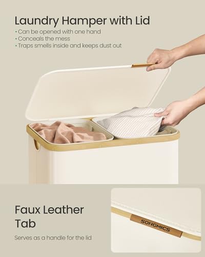 SONGMICS Laundry Hamper with Lid, 150L Laundry Basket，2 Compartments - Image 4