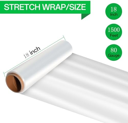 18in Stretch Wrap Roll, Heavy Duty 1500ft Shrink Wrap, Pallet Wrap 4 Pack - Image 2
