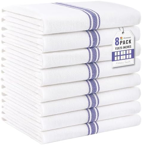 Homaxy 100% Ring Spun Cotton Kitchen Towels 8 Pack by Homaxy