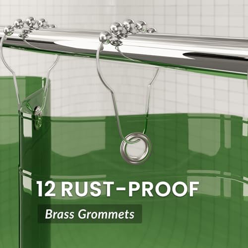 AmazerBath Premium EVA Shower Curtain Clear Pine Green, Luxury Shower Curtain - Image 7