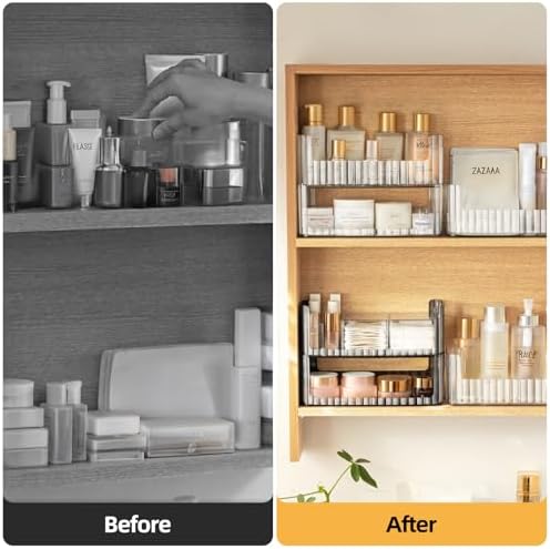PAVSTINE 2-Tier Stackable Medicine Cabinet Organizer, Narrow Bathroom Makeup - Image 6
