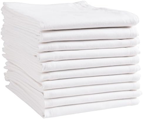 KAF Home White Kitchen Towels, 10 Pack, 100% Cotton by KAFHome