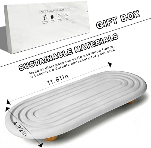 Instant Dry Sink Tray, Anti-Slip Stone Sink Caddy, Durable Kitchen Sink - Image 3