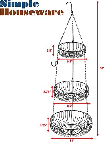 Simple Houseware Adjustable Metal Hanging Fruit Basket - Image 2