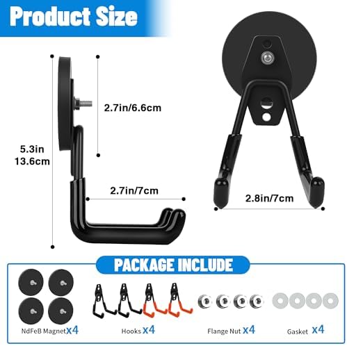 Heavy Duty Garage Magnetic Hooks 4 Pack - Image 2