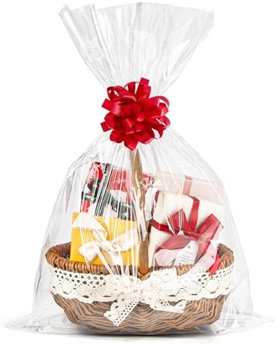 Labeol Clear Cellophane Bags 20Packs 16x24 Inch Gift Baskets Wrap by Labeol