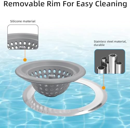 Silicone Strainer for Kitchen Sink, 2 Pack, Stainless Steel Reinforced - Image 6