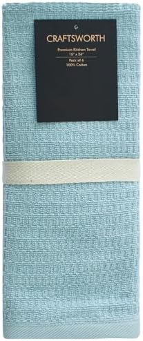 CRAFTSWORTH Cotton Kitchen Towels15 x 26" Solid Aqua Kitchen Hand Towels - Image 2
