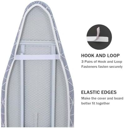 Ironing Board Cover and Pad Standard Size 15 x 54, 3 Pairs of Hook and Loop - Image 4