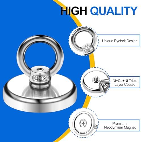 DIYMAG Magnetic Hooks with Countersunk Hole Eyebolt 110LBS 6 Pack - Image 4
