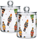 2 Pack Apothecary Jars Bathroom Christmas Nutcrackers Qtip Holder Dispenser by Unknown