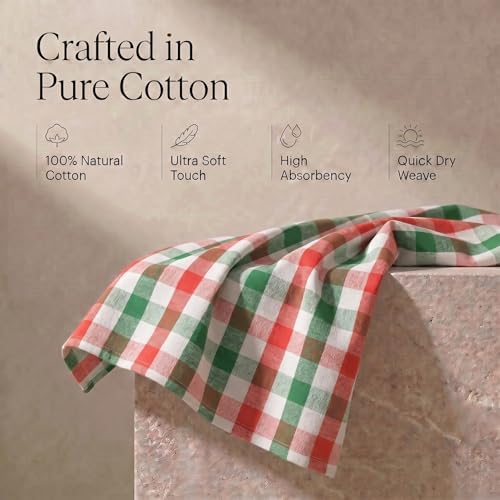Urban Villa Kitchen Towels Cotton Dish Towels 20”x30”Red/Grn/Wht - Image 4