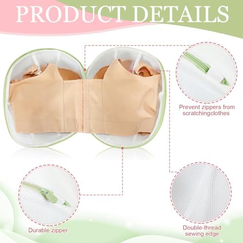 Shappy 6 Pcs Bra Washing Bag for Laundry Storage Women 11.81 Inch Green - Image 3