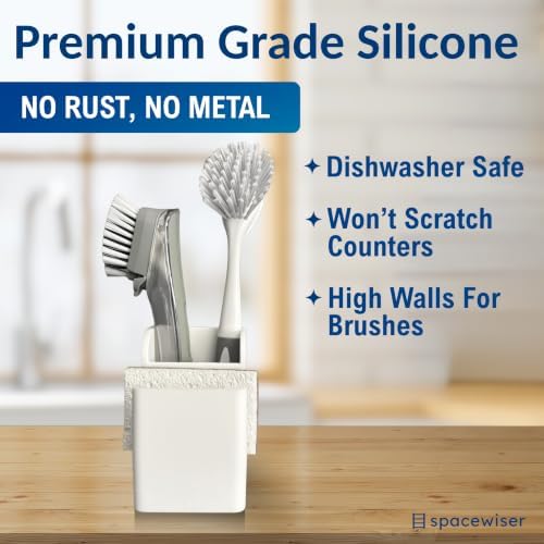 Spacewiser Silicone Sink Caddy – Sponge Dish Brush Holder - Image 3