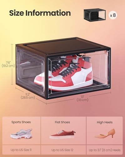 SONGMICS Shoe Boxes Set of 8, Fits Shoes up to US Size 12 - Image 6