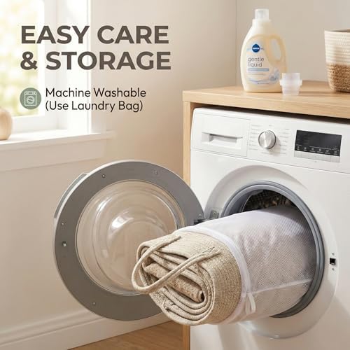 JMvicyroam 115L Extra Large Machine Washable Cotton Rope Blanket Basket - Image 5