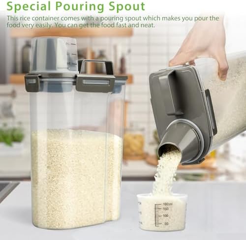 Viretec Rice Airtight Storage Container, 3 to 5Lbs Cereal Dry Food Flour Bin - Image 3