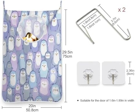 1PC Hanging Laundry Hamper Bag Over the Door Laundry Hamper Wall Hamper Large - Image 3