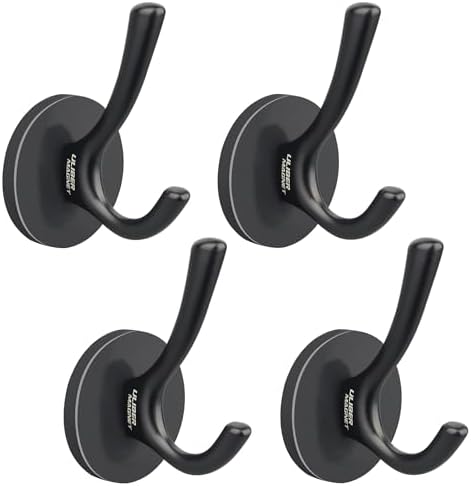 ULIBERMAGNET Strong Magnetic Double Hooks, 4 Pack Heavy Duty Sturdy Coat by ULIBERMAGNET