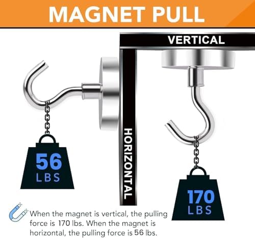 DIYMAG Magnetic Hooks, 170lbs 16pcs Cruise Cabin Essentials Heavy Duty N52 - Image 4