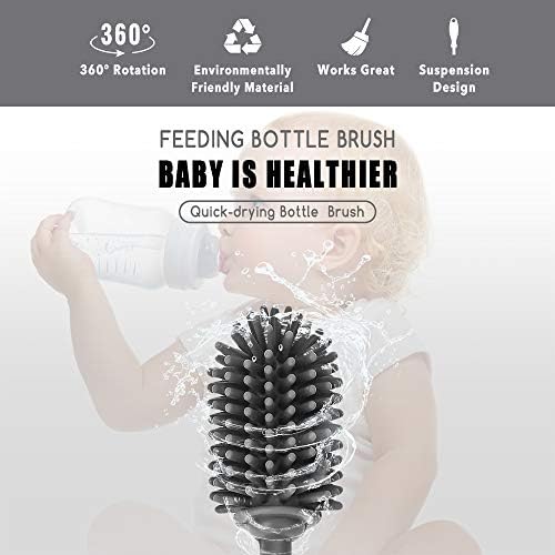 Silicone Bottle Brush with Long Handle, 12.5" Bottle Cleaning Brush - Image 2