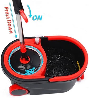 Spin Mop and Bucket with Wringer Set, 3 Mop Heads - Image 2