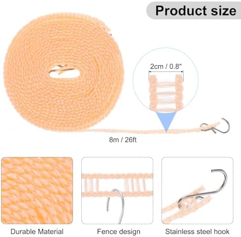 uxcell Windproof Clothesline, 8M 26ft Plastic Non-Slip Clothes Drying Rope - Image 2