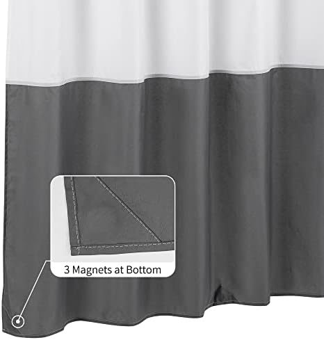 ALYVIA SPRING Waterproof Fabric Shower Curtain Liner White/Dark Gray - Image 2