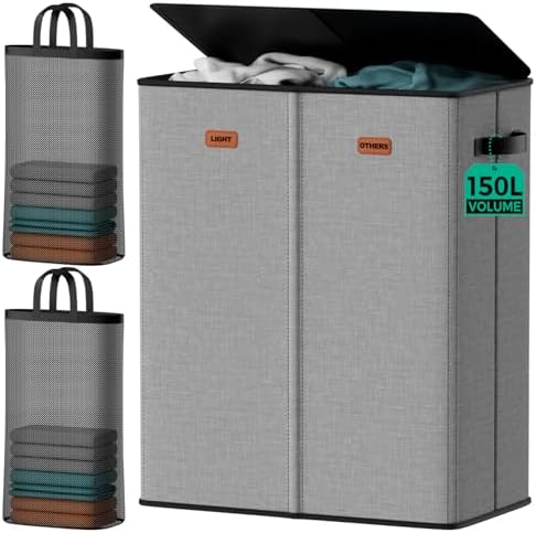 150L Dual-Compartment Laundry Hamper by MECINFUL