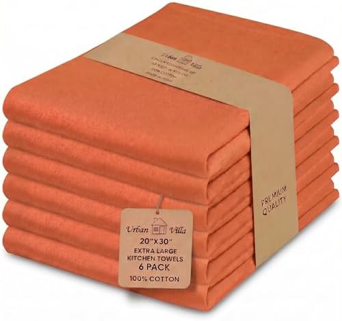 Urban Villa Kitchen Towels Cotton Dish Towels 20”x30” Orange by CottonTrends