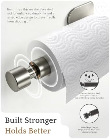 Paper Towel Holder Under Cabinet Adhesive or Drilling Silver - Image 2