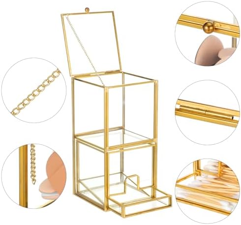 Glass Qtip Holder with Lid, Elegant Glass Q Tip Holder - Image 3
