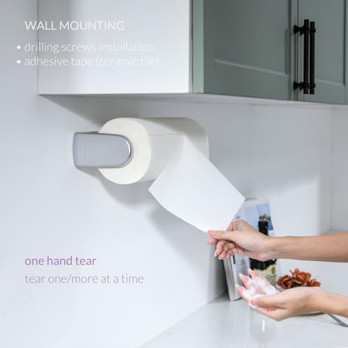 ONE Hand Tear Paper Towel Holder Under Cabinet/Wall - Image 3
