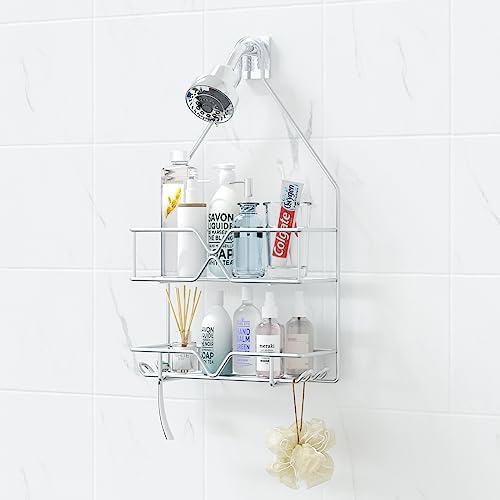 TreeLen Rustproof Shower Caddy, Stainless Steel, 4 Hooks, 2 Shelves by TreeLen