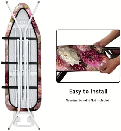 Nuxovilar Soft Pink White Floral Ironing Board Cover 15x54 Polyester - Image 5