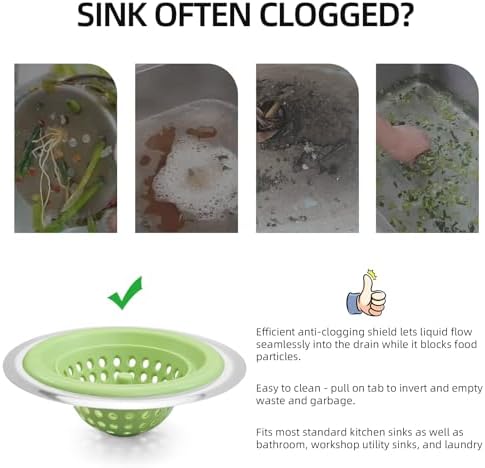 Silicone Strainer for Kitchen Sink, 2 Pack, Stainless Steel Reinforced - Image 3