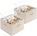 StorageWorks 2-Pack 32-Pair Shoe Organizer Bins, Khaki and Beige Stripes by StorageWorks