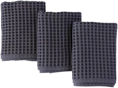 PÜSKÜL Natural 100% Turkish Cotton Waffle Hand and Kitchen Towels Set of 3 by P%C3%BCsk%C3%BClTextile