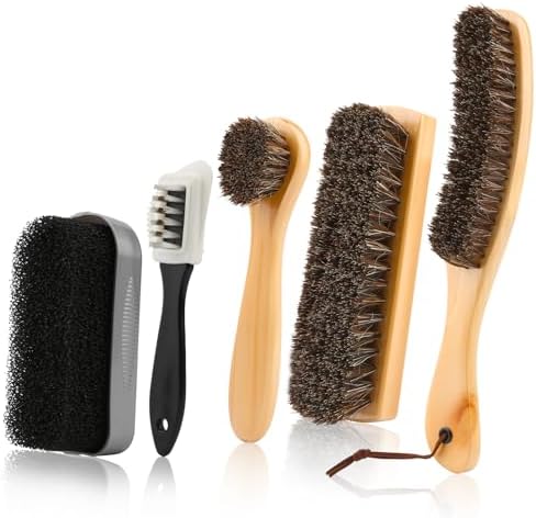 5pcs Horsehair Shoe Brush Premium Shoe Polish Brush, Horsehair Felt Hat Brush by WelcometoHokoad