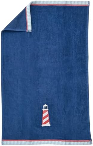 Ritz 2-Piece Cotton Velour Bathroom Hand Towel Set, Embroidered Lighthouse - Image 6
