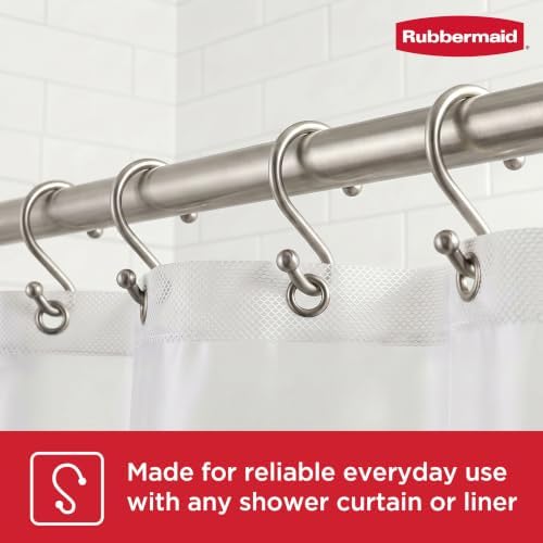 Rubbermaid Shower Hooks, Rustproof Stainless Steel S-Shaped Shower Rings - Image 2