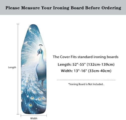 GLENLCWE Peacock Ironing Board Cover, Heat Reflective Iron Board Cover Standard - Image 5