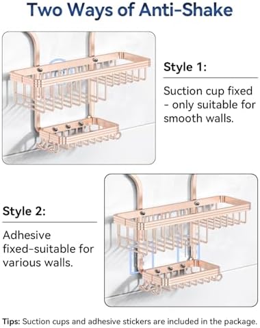 YASONIC Never Rust Shower Caddy Hanging, Aluminum Shower Racks - Image 6
