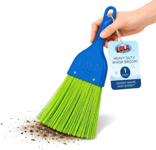 LOLA Heavy Duty Whisk Broom, Hand Brush, Durable Bristles, Whisks Away Dirt & by LolaProducts