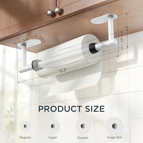 FORIOUS Paper Towel Holder Under Cabinet, One Hand Tear - Image 5