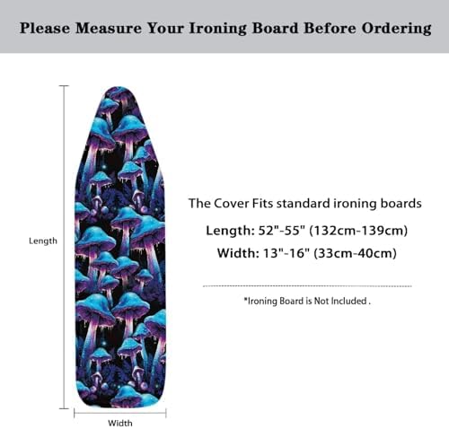 Flashideas Blue Mushroom Ironing Board Cover and Pad- 52" x 13" Iron Board Cover - Image 6