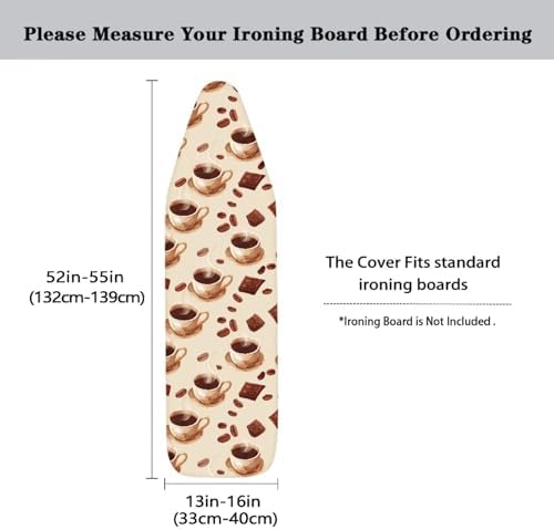 Mocha Coffee Ironing Board Cover, Casual Cafe Time Protective Sleeve - Image 5