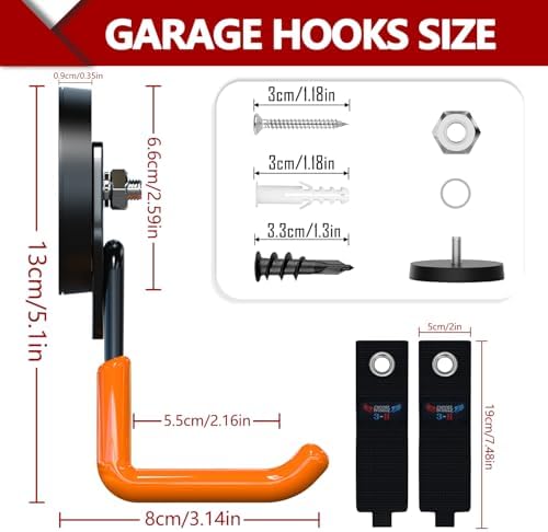 3-H Heavy Duty Magnetic Hooks, Large Magnet Hooks, 4 Pack Orange - Image 2
